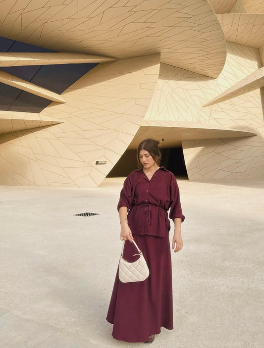 Burgundy mermaid skirt set