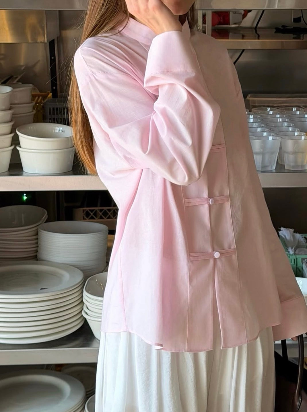 Mandarin collar shirt
