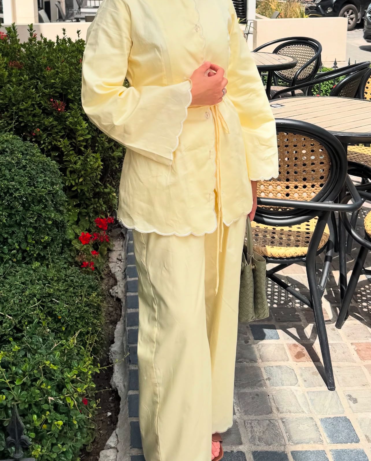 Linen blend scalloped coord set