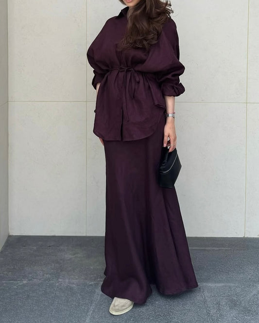 Burgundy baggy skirt set
