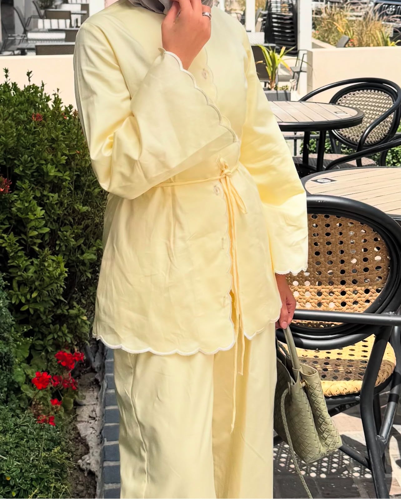 Linen blend scalloped coord set