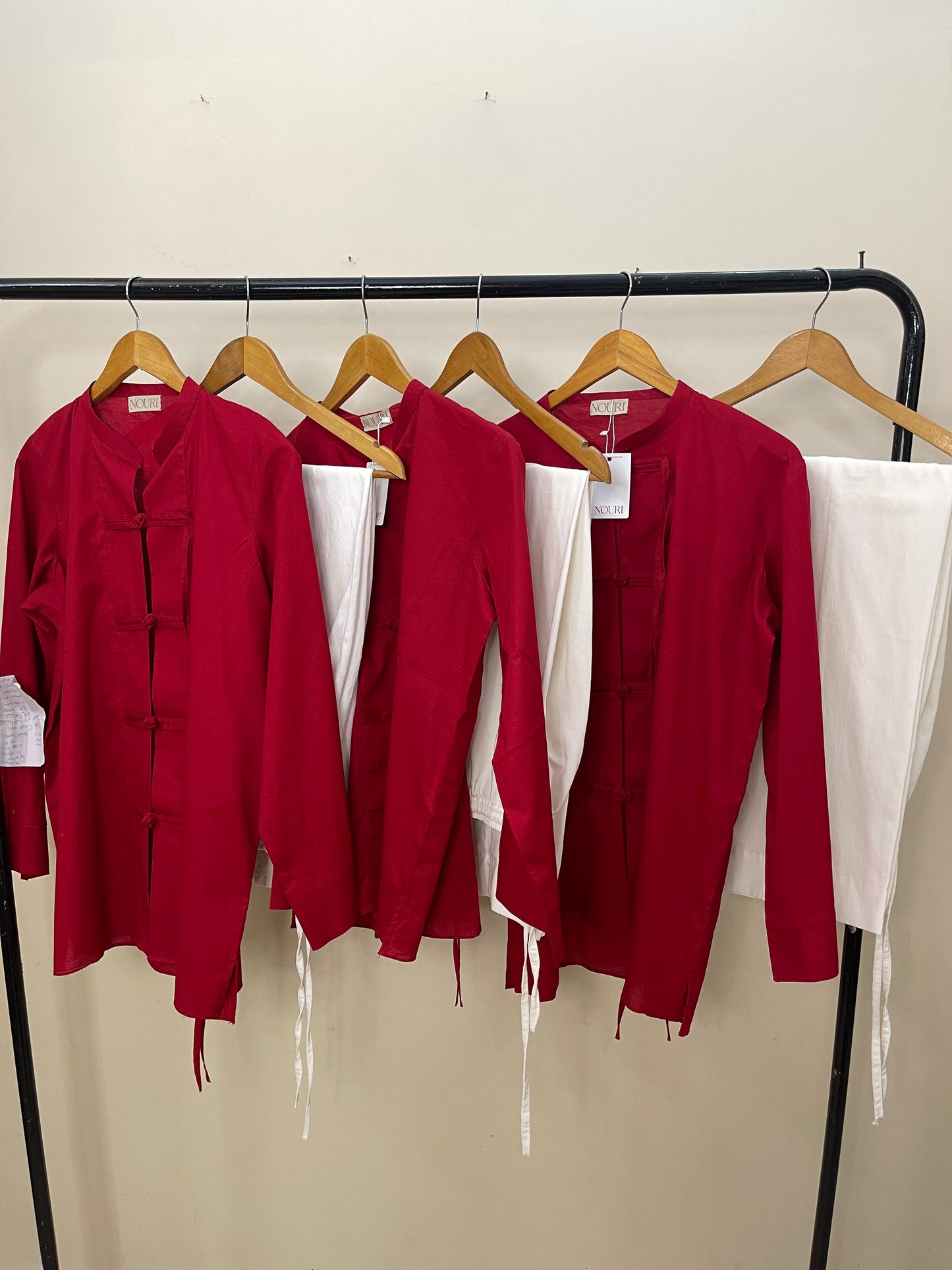 Red Japanese button coord set
