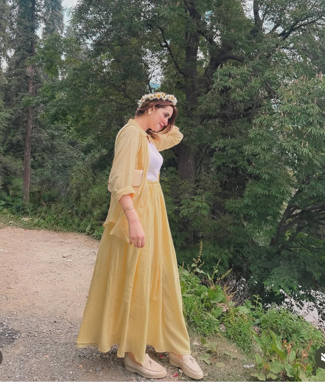 Butter yellow muslin skirt set