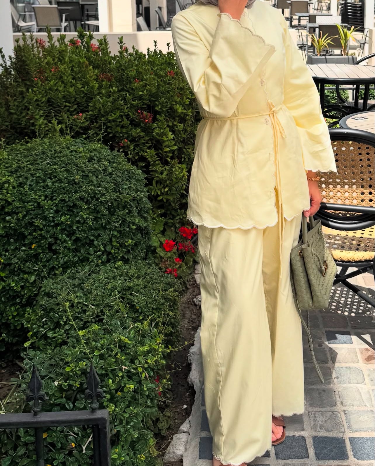 Linen blend scalloped coord set