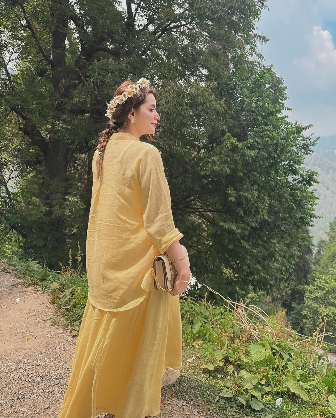 Butter yellow muslin skirt set