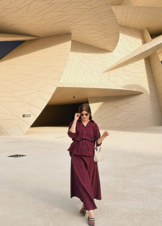 Burgundy baggy skirt set
