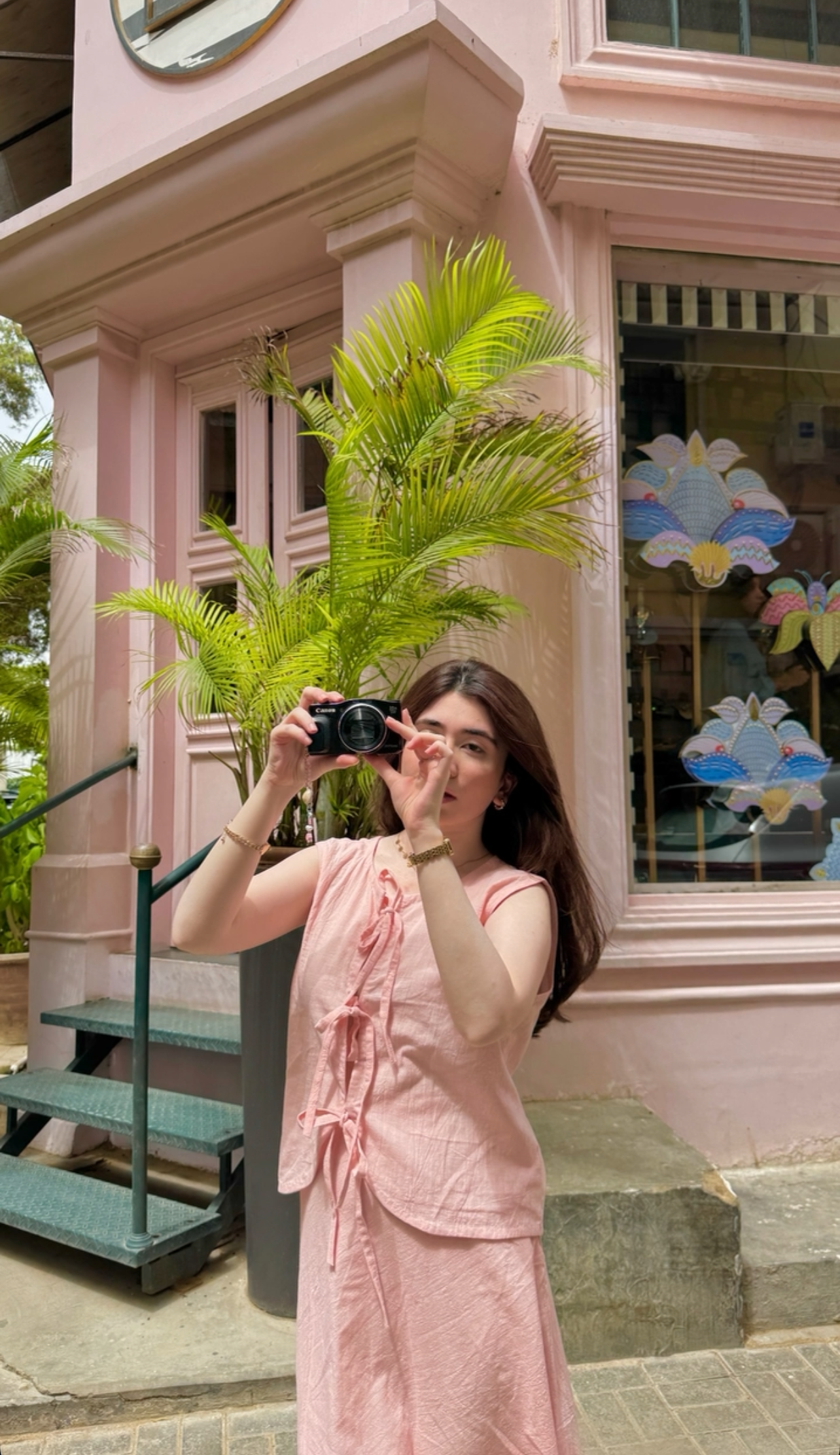 Pink bow tie skirt set