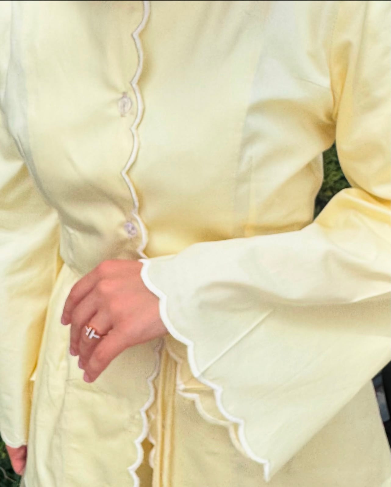 Linen blend scalloped coord set