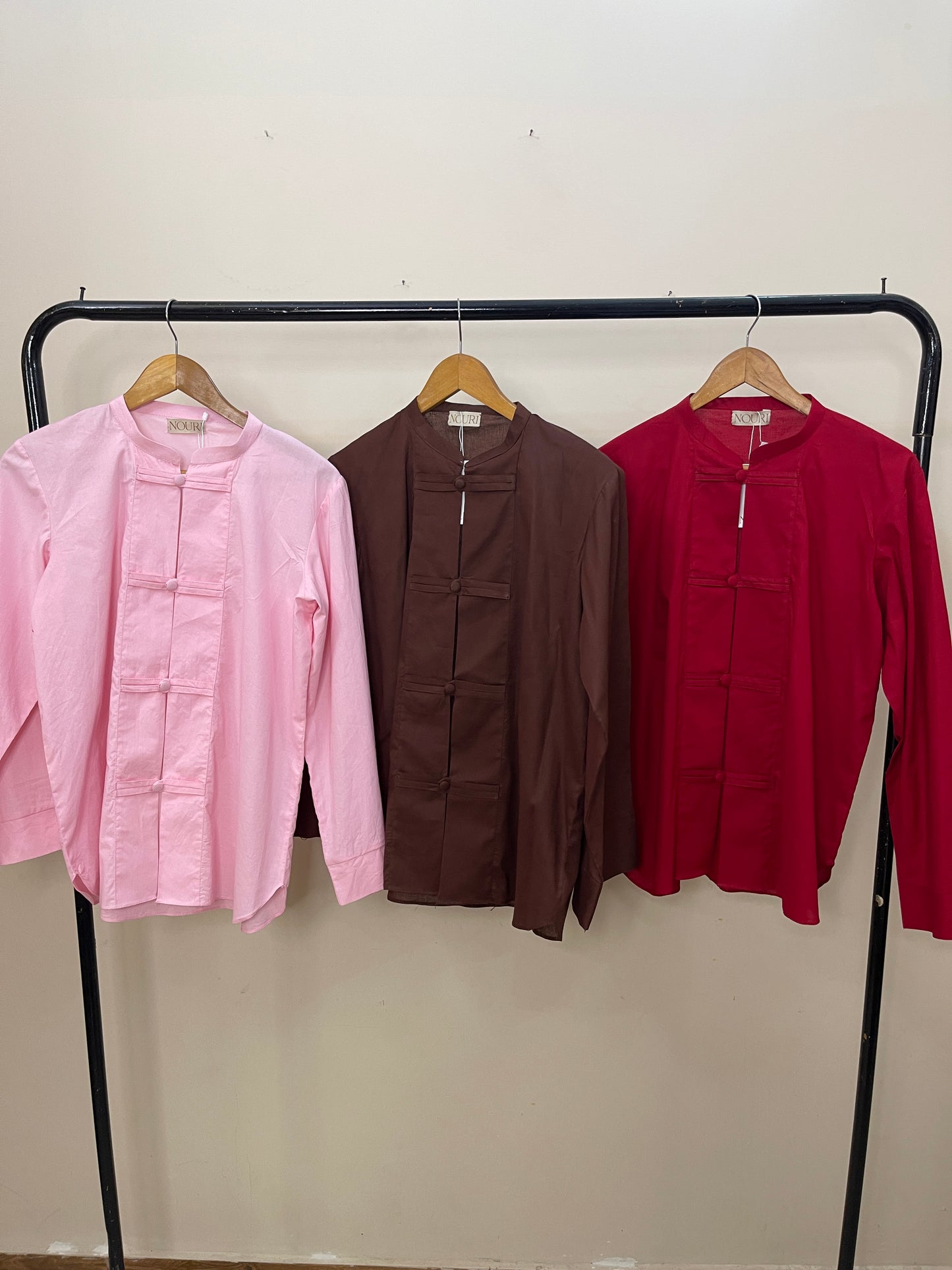 Mandarin collar shirt